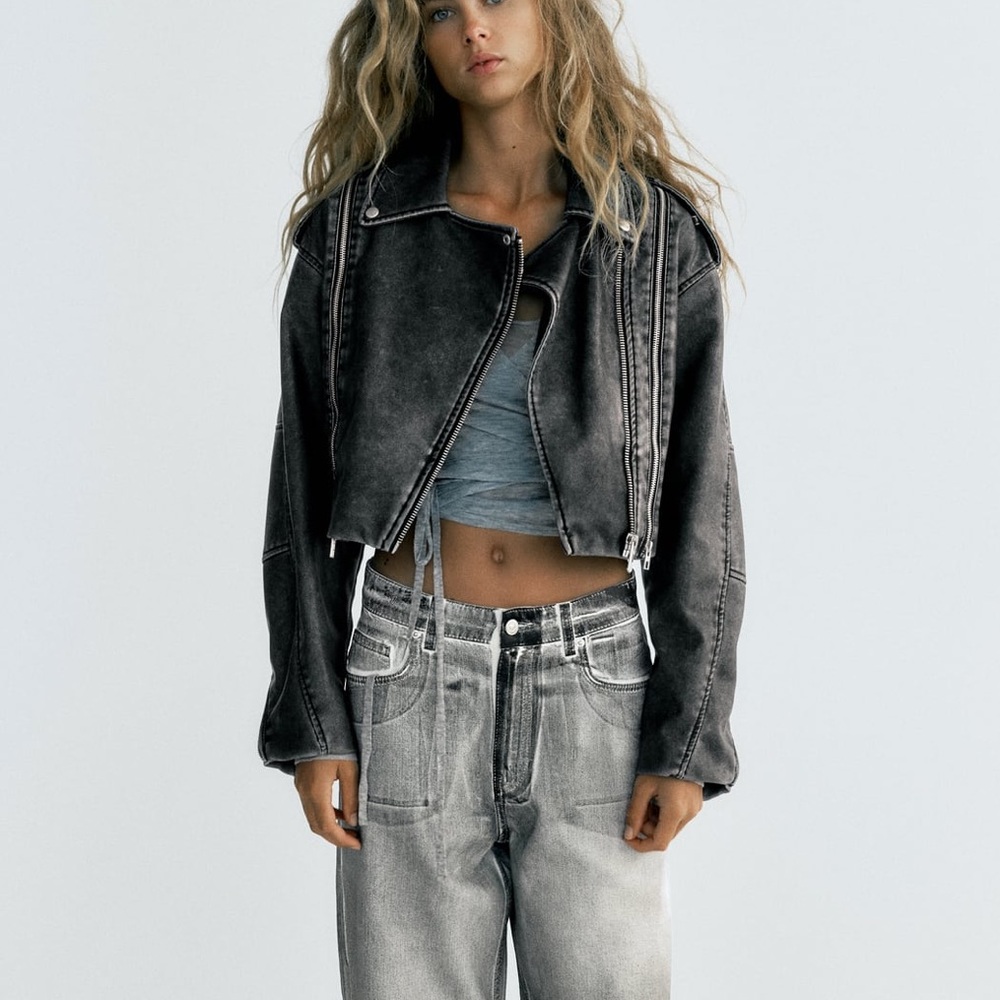 Faux Leather distressed biker jacket